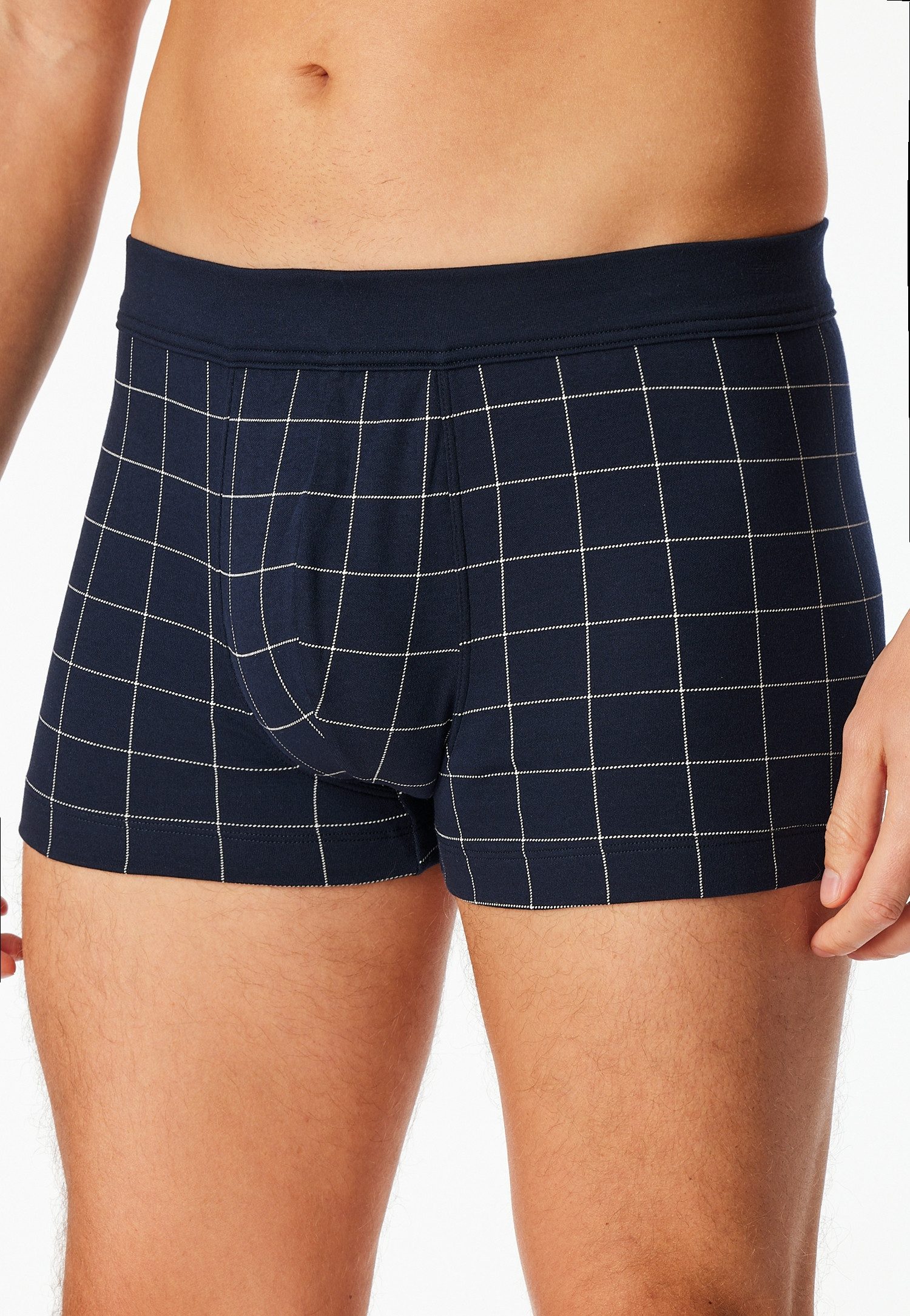 Schiesser Boxershorts Fine Interlock ohne Eingriff, Karo-Muster, Interlock-Qualität