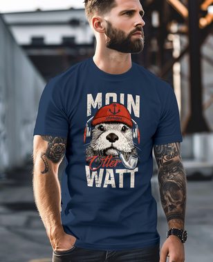 Neverless Print-Shirt Herren T-Shirt Moin Grafik Otter Aufdruck Printshirt Norden Maritim Lu mit Print