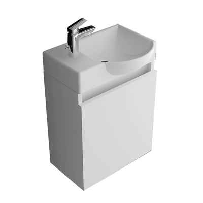 Alpenberger Badezimmer-Set »Waschtisch Platz Gäste WC«, (Komplett-Set, 2-St., Badezimmerschrank mit Unterschrank), Push-To-Open-Funktion, pflegeleicht