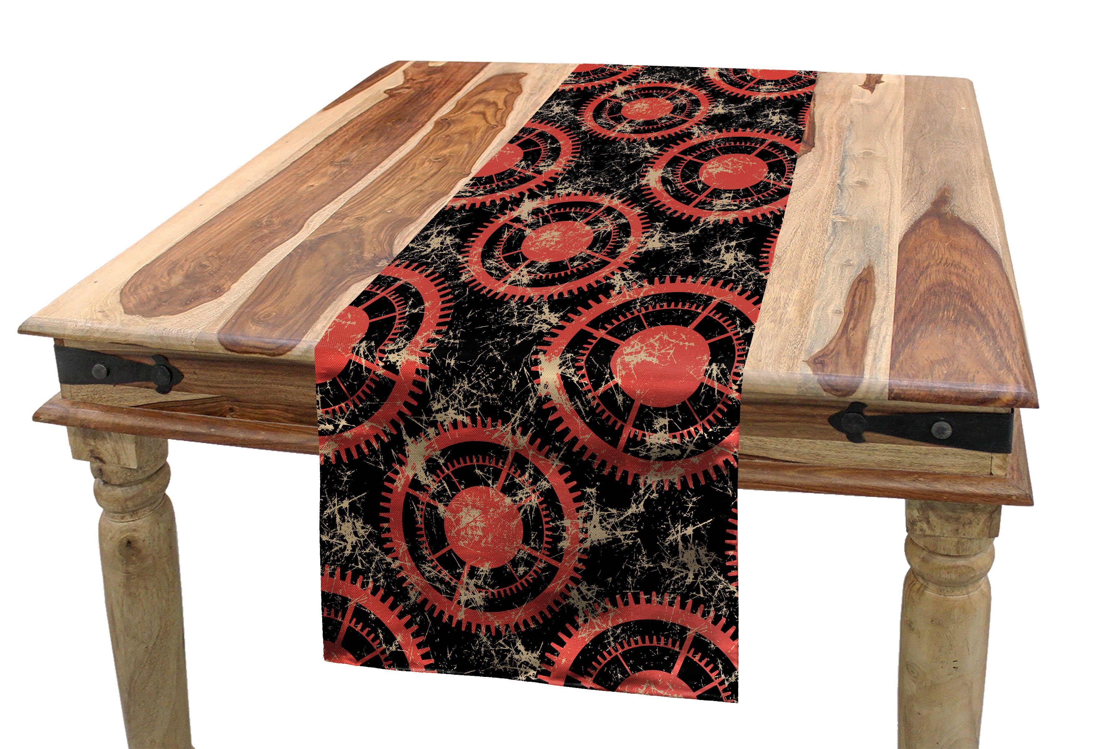 Abakuhaus Tischläufer Esszimmer Küche Rechteckiger Dekorativer Tischläufer, Steampunk grungy Geometric