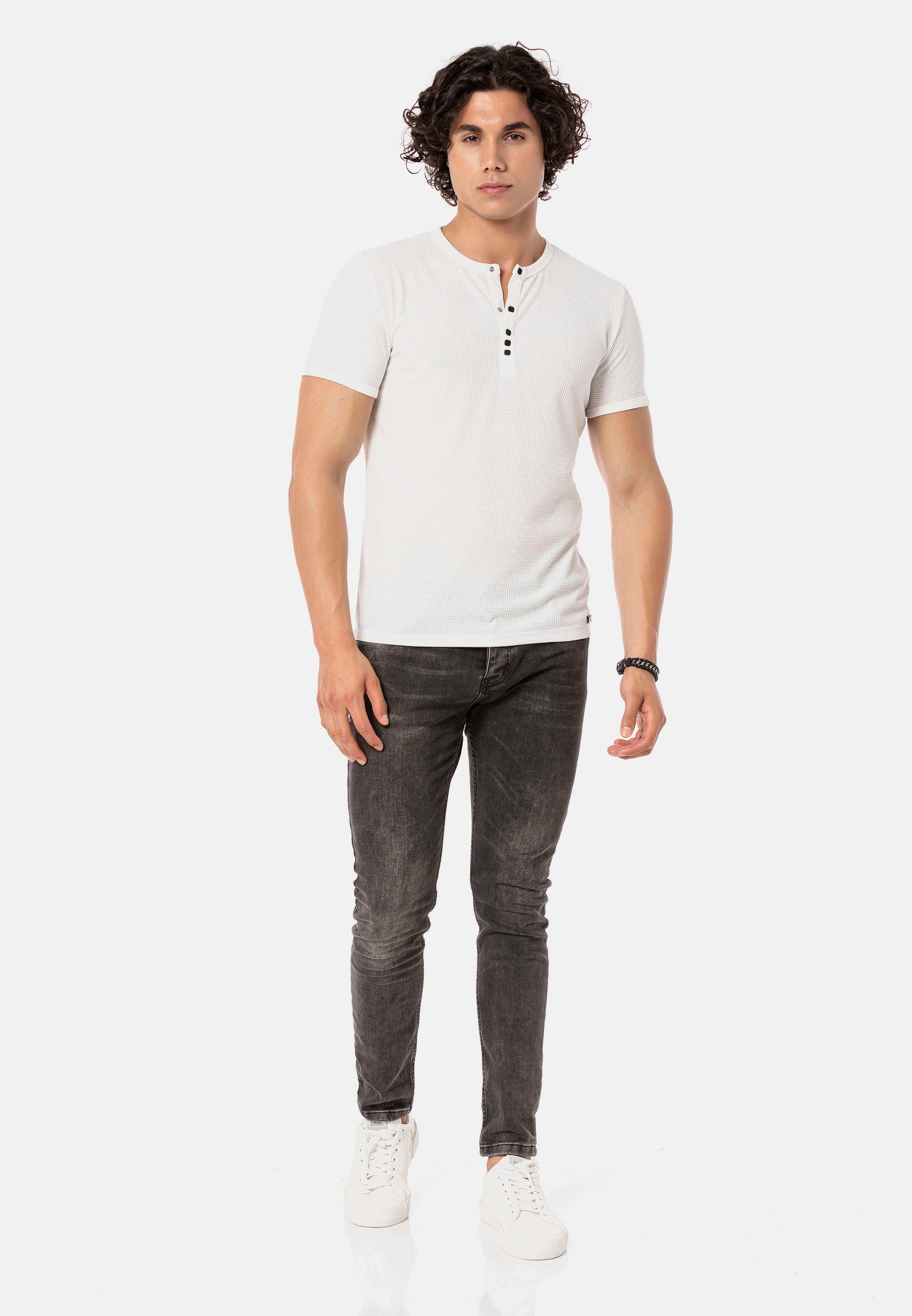 T-Shirt RedBridge mit Knopfleiste stylischer weiß Wallasey