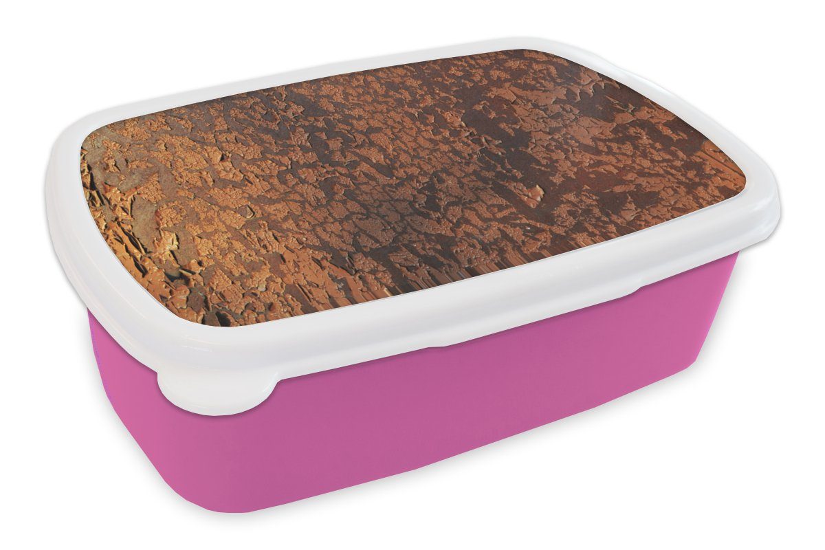 MuchoWow Brotdose rosa Stahl für Kunststoff Erwachsene, Mädchen, Rost, Snackbox, - Lunchbox - Brotbox - (2-tlg), Kunststoff, Metalle Retro Kinder,