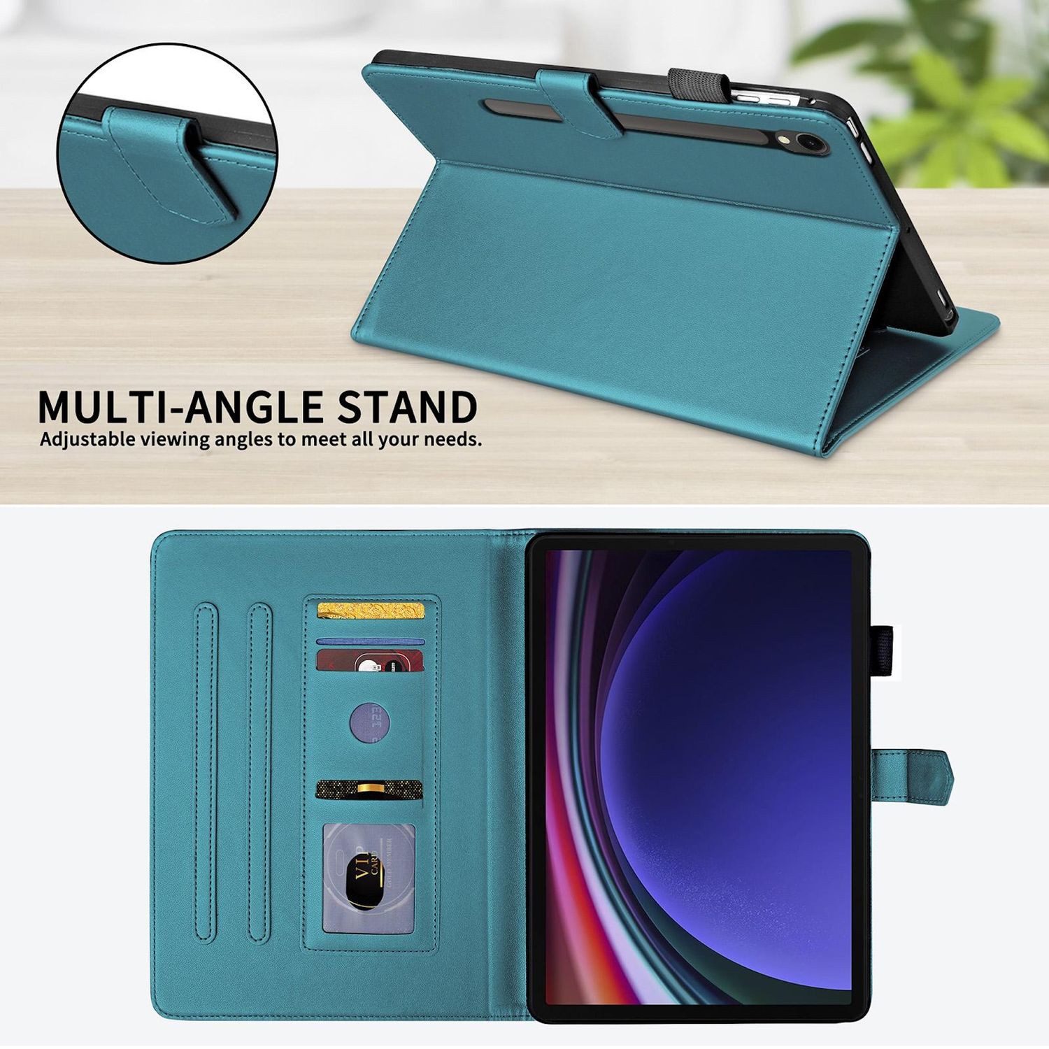 Wigento Tablet-Hülle Für Samsung Galaxy Tab S10 FE Plus Design Kunstleder Hülle Grün, Kunstlederhülle mit Rhombus-Textur und Standfunktion
