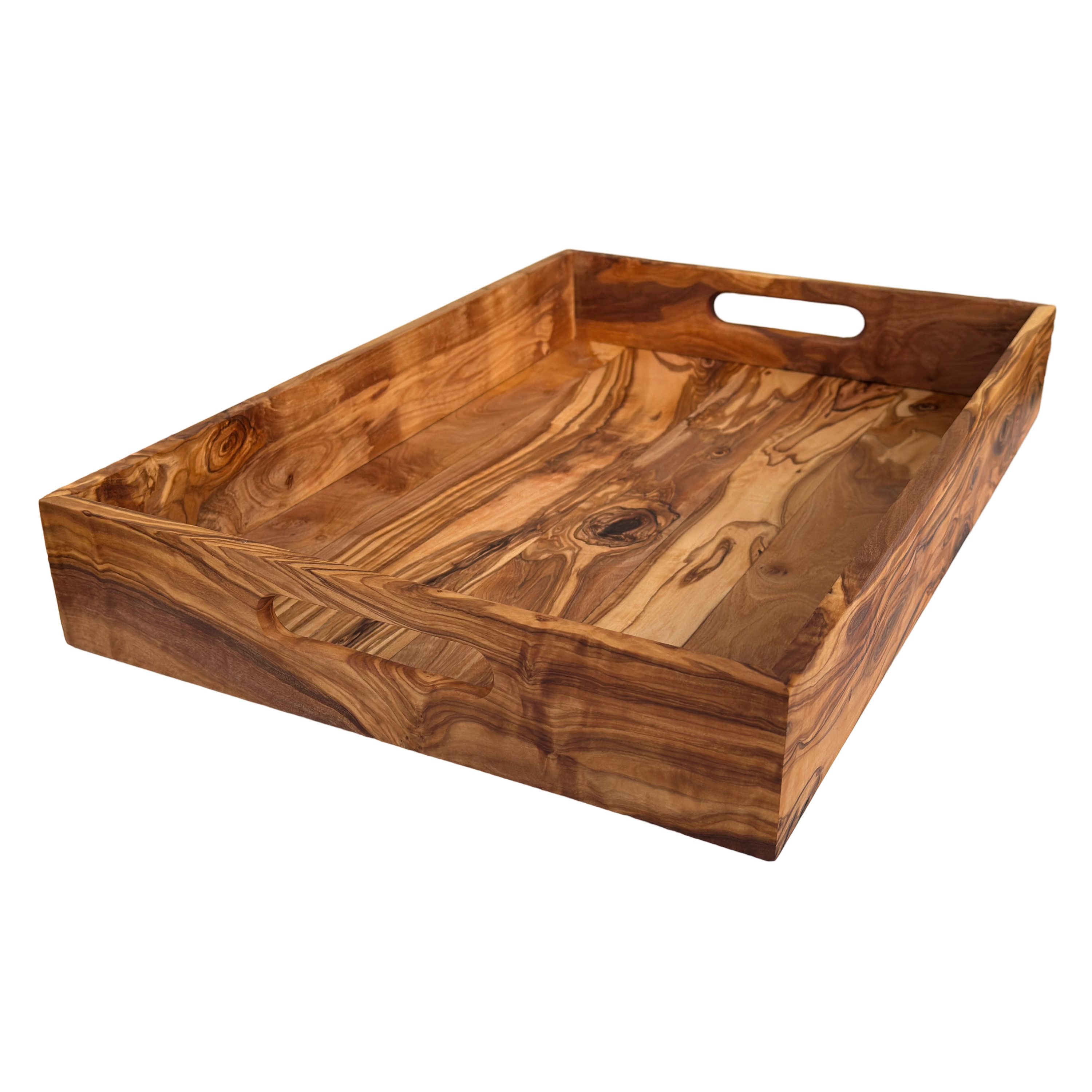 Tablett Serviertablett mit 2 Griffe "My Home" 47 x 32 x 7 cm, aus Olivenholz