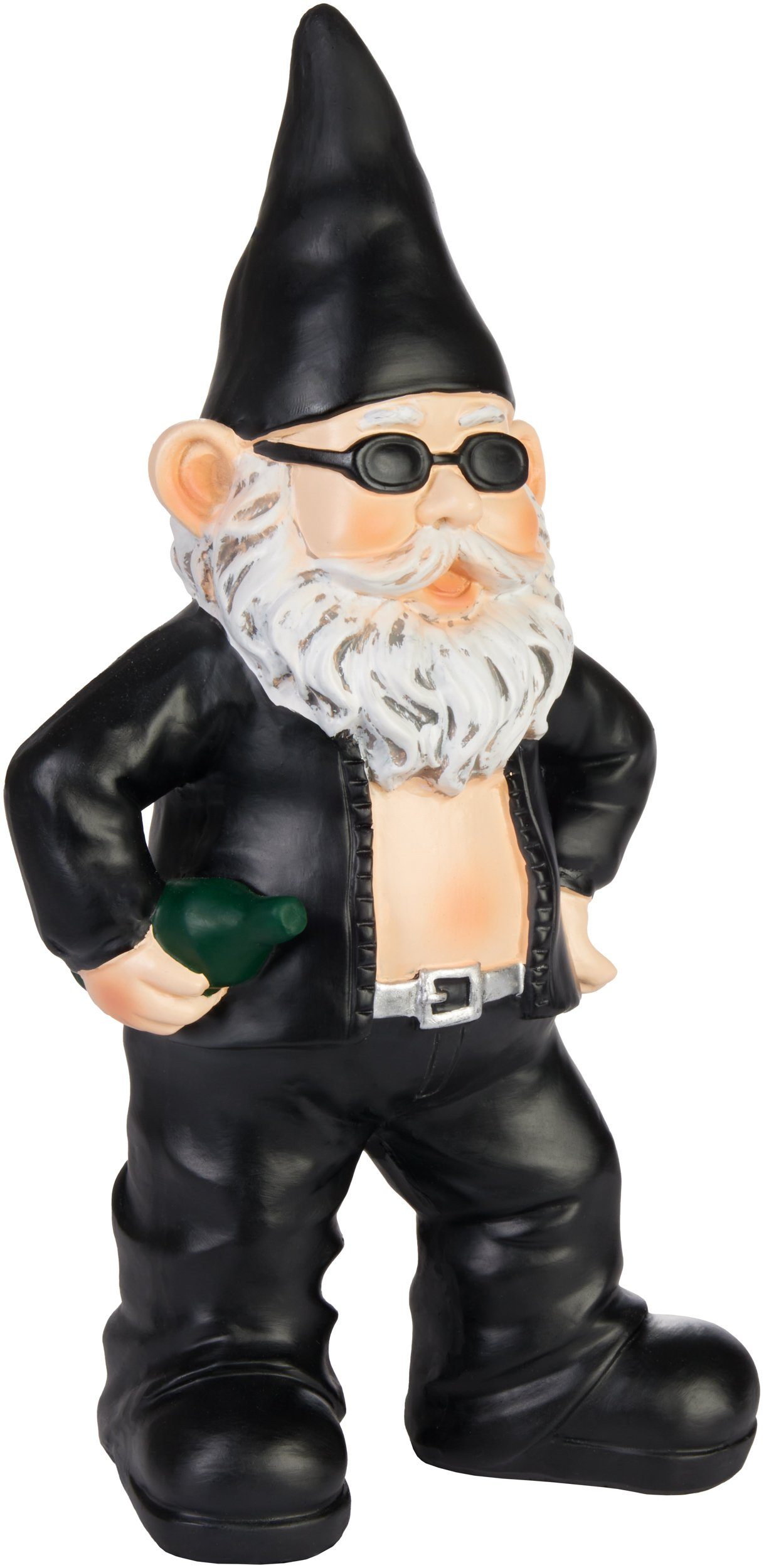 BRUBAKER Gartenzwerg Biker Zwerg Schwarz - Gartenfigur Lustig - 24 cm Dekor günstig online kaufen