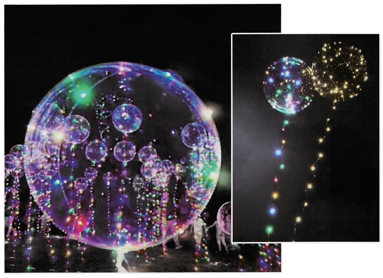 BURI Folienballon LED Heliumballon Luftballon mit Lichterkette bunt Partydeko Hochzeit