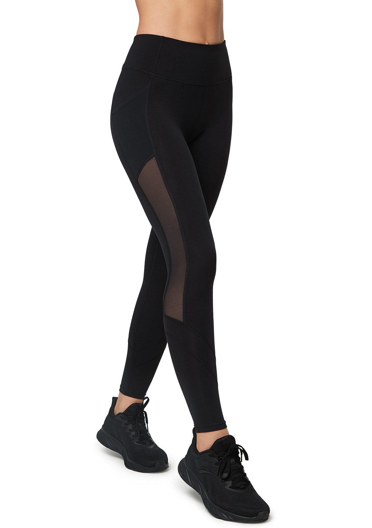 Yvette Leggings Damen Mesh Sport Leggings mit Taschen, hight wiast, 353A21