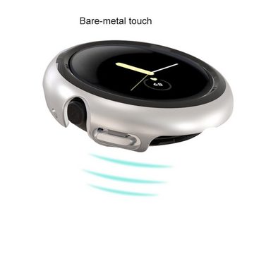 Wigento Smartwatch-Hülle Für Google Pixel Watch 1 + 2 Schutz Watch Gehäuse Hülle Cover Silber