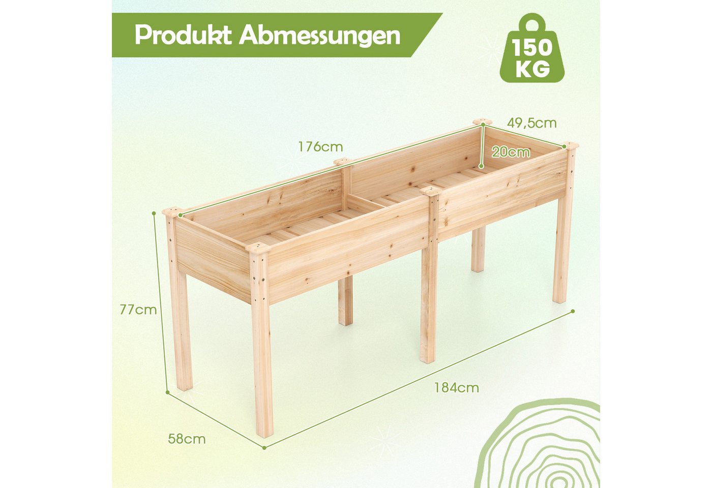 Thumbnail - COSTWAY Hochbeet (1 St), Gartenbeet, Pflanzkasten, Gemüsebeet, mit Trennwand