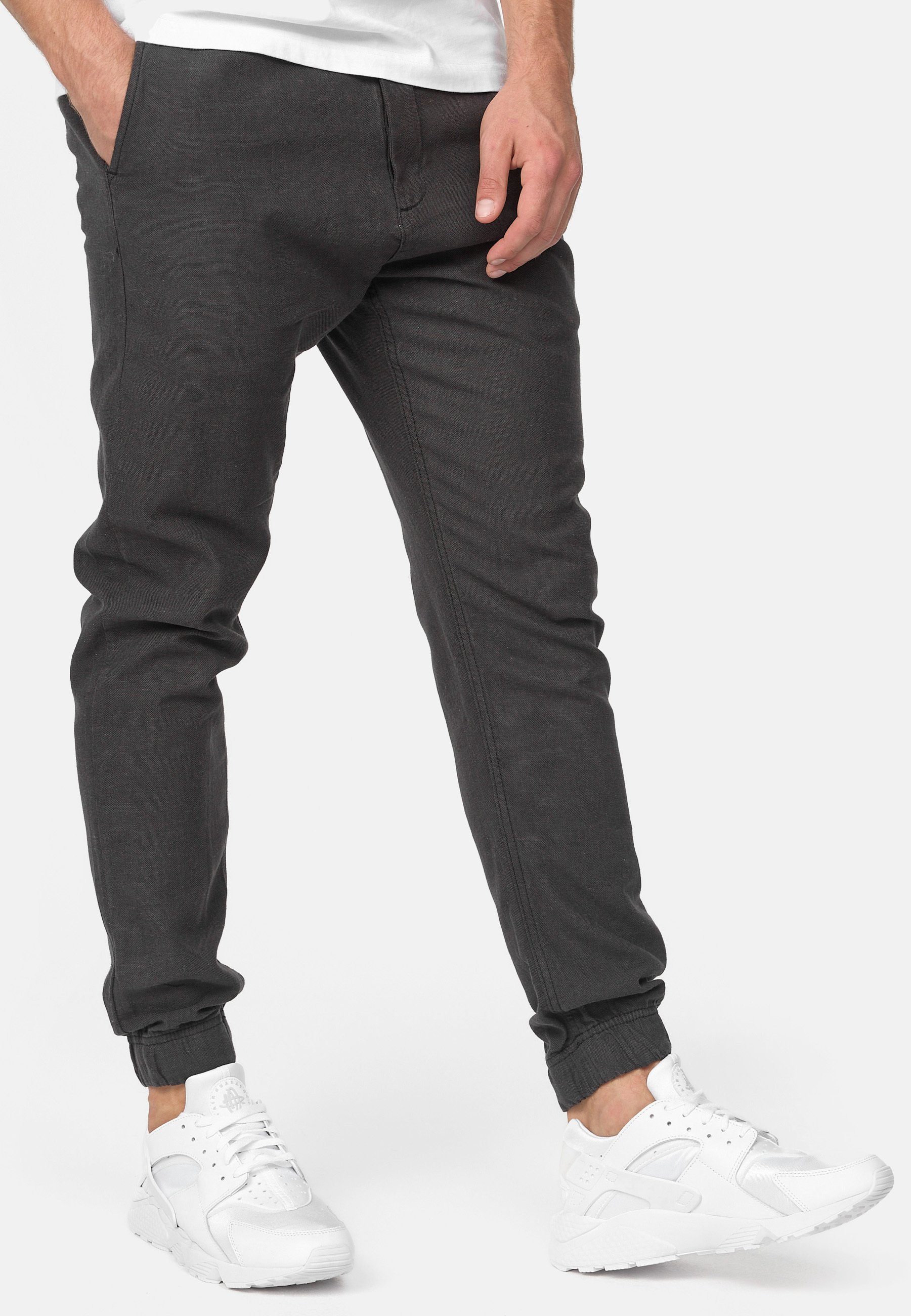 Indicode Leinenhose Herren Blnda Sommerhose Leinen Herrenhose samt dekorativem Gürtel aus Kordeln