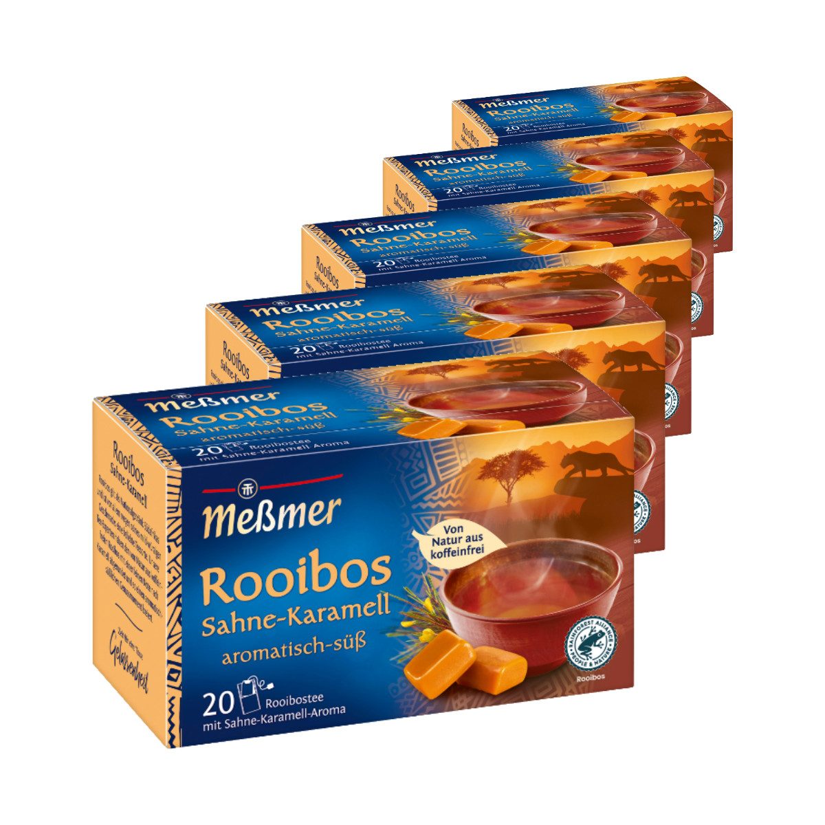 Meßmer Tee, Meßmer Rooibos Tee Karamell aromatisch süßlicher Genuss 5er Pack