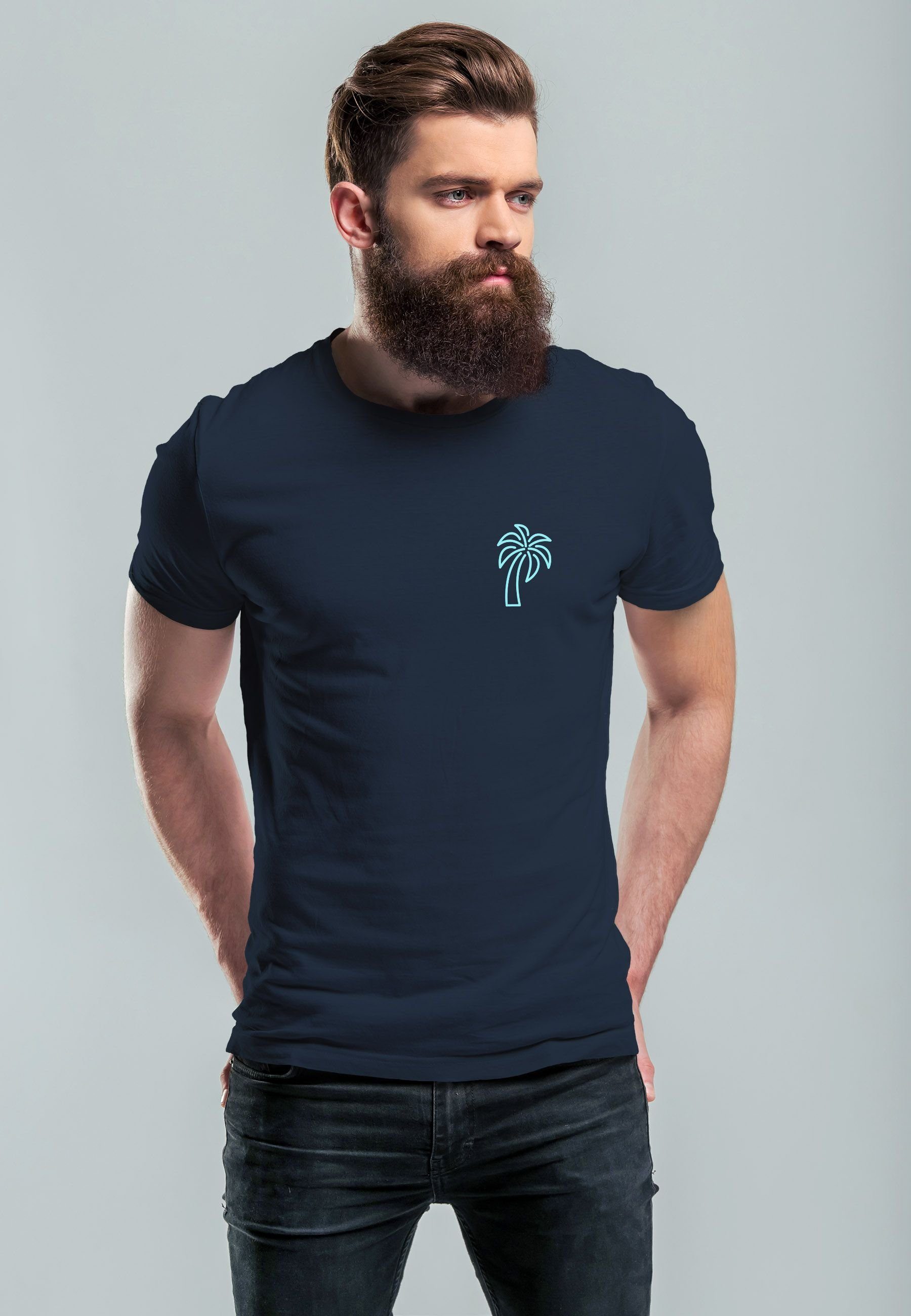 Neverless Print-Shirt Herren T-Shirt Palme Logo günstig online kaufen