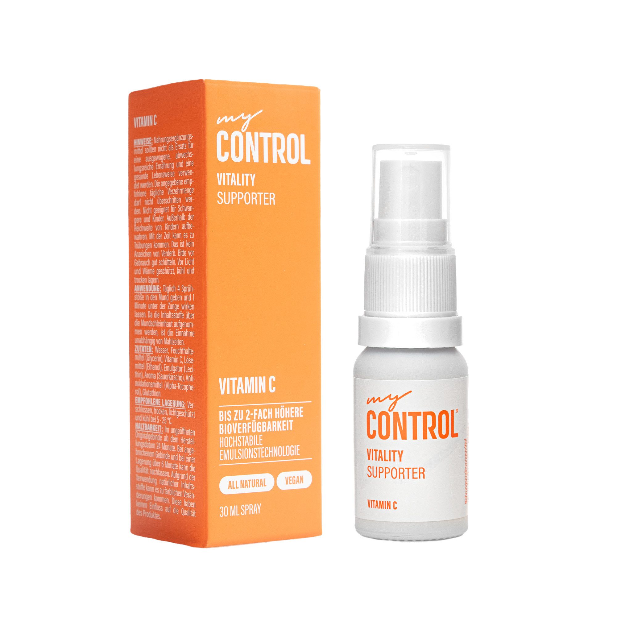 my Control® Vitality Supporter - Vitamin C Spray, 30 ml, Natürliches Vitamin C; Bis zu 2-fach höhere Bioverfügbarkeit