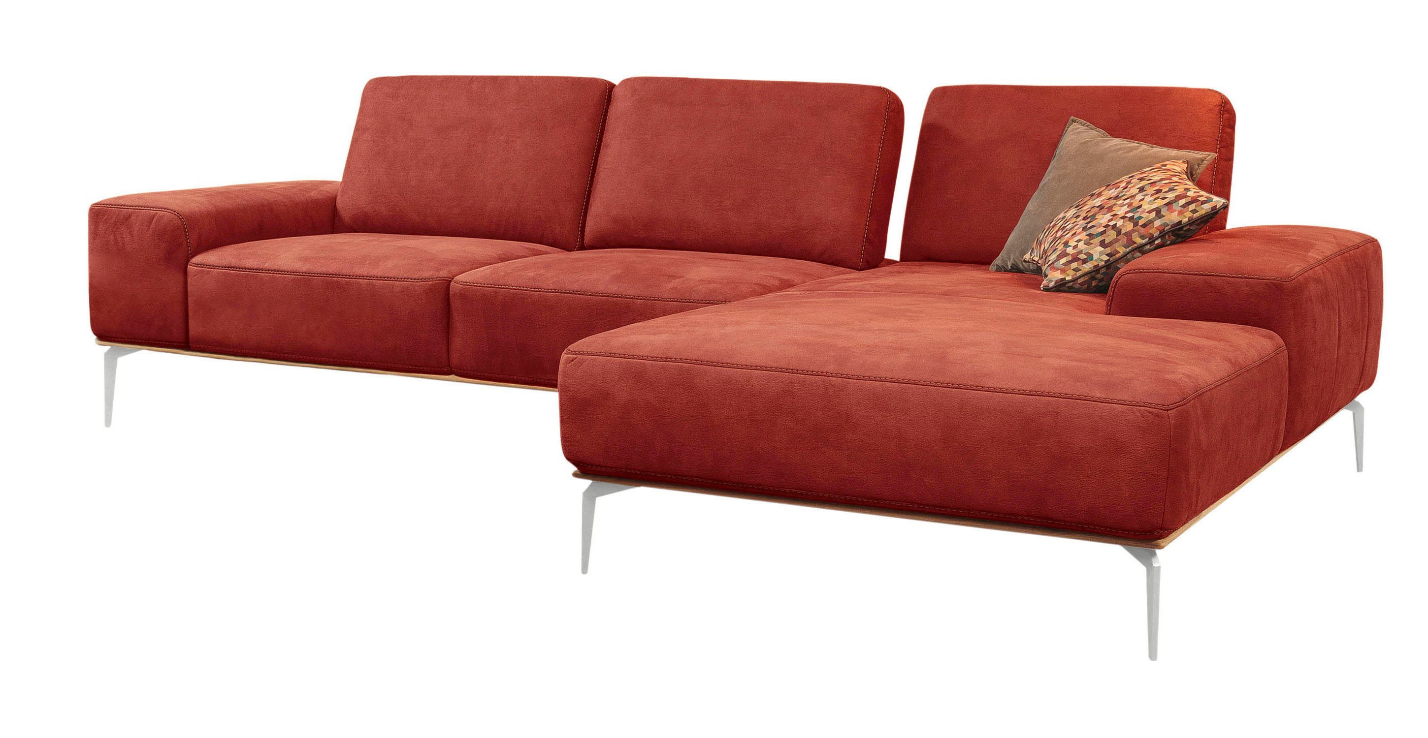 Ecksofa Füße W.SCHILLIG in Breite cm Chrom mit Holzsockel, run, elegantem 319 glänzend,