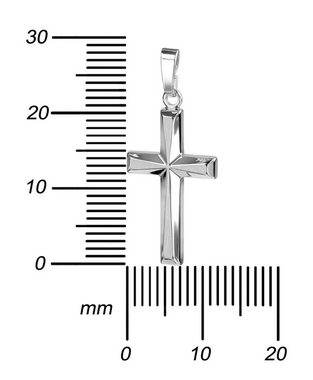 JEVELION Kreuzkette Anhänger Weißgold-Kreuz - Made in Germany (Weißgold Anhänger, für Damen und Herren), Mit Silberkette 925 - Länge wählbar 36 - 70 cm oder ohne Kette.