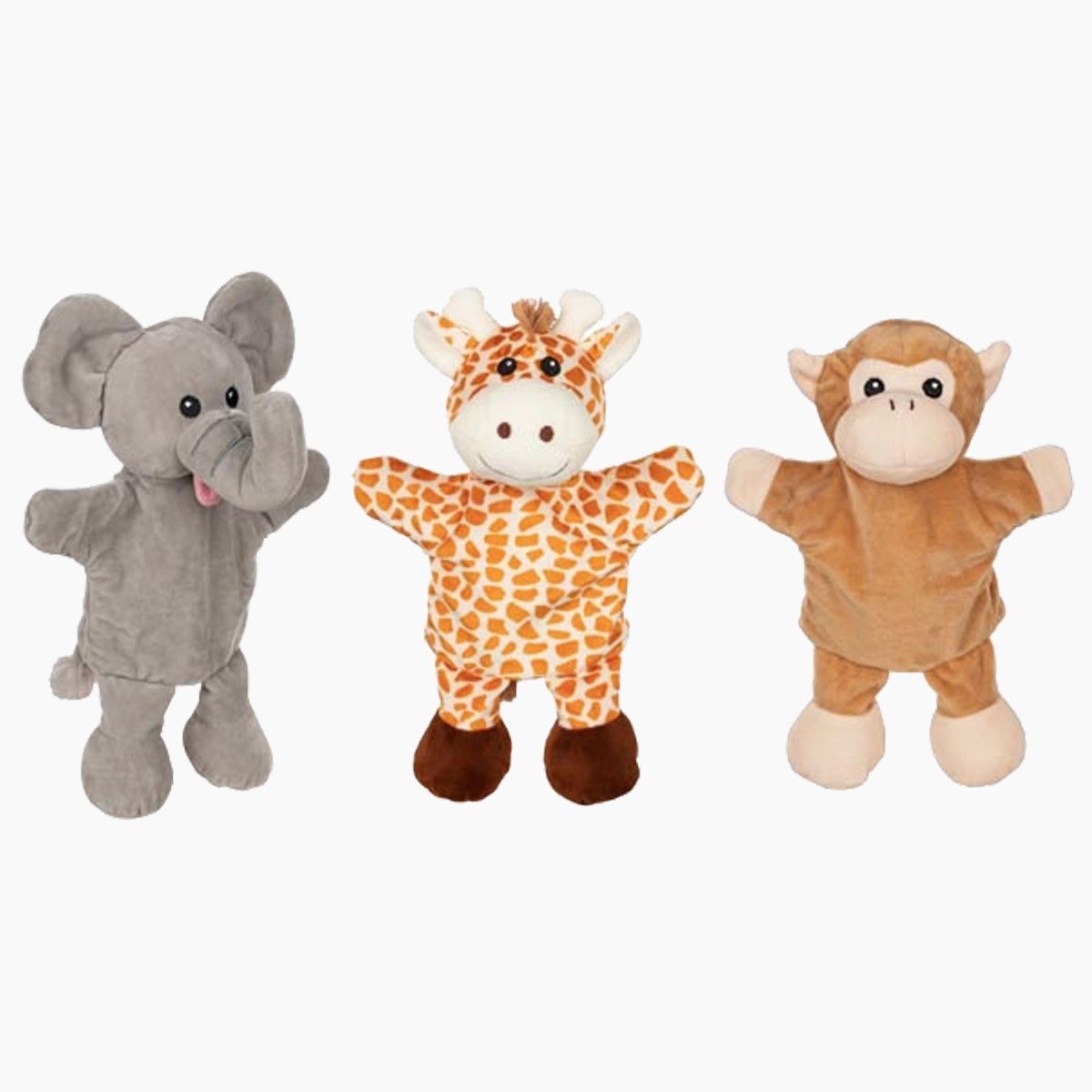 goki Handpuppe Панч и Джуди Giraffe, Affe, Elefant (Packung, 3-tlg., spar set), Kuschelige Freunde für kleine Abenteurer