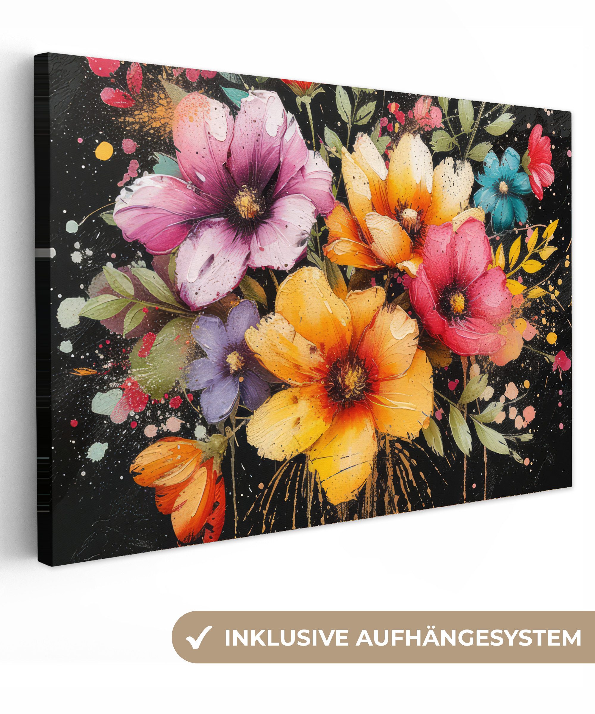 OneMillionCanvasses® Leinwandbild Blumen - Graffiti - günstig online kaufen