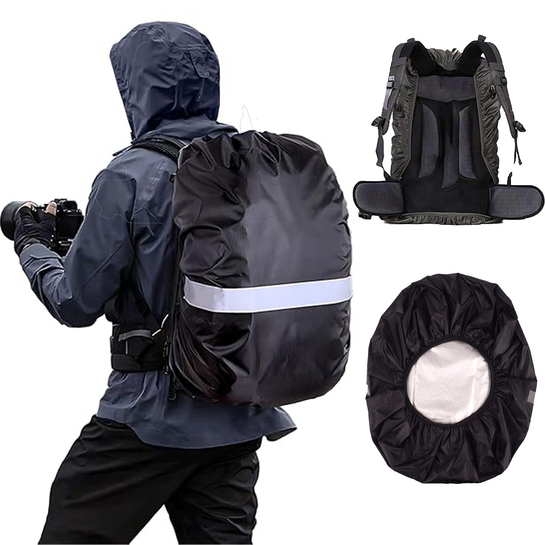 Courageous Backpack Rain Cover, Rain Cover for Backpacks (18-55L), Waterproof with Reflective Strips (Universal Windproof Rain Cover for Backpacks, Hiking, Camping, Traveling, Cycling), Multiple Sizes S/M/L, 100% Waterproof, Highly Reflective, Widely Used