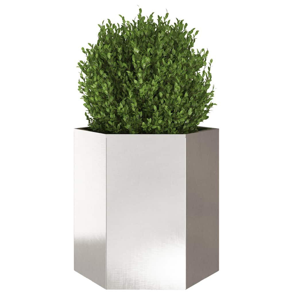 vidaXL Blumentopf Pflanzkübel Sechseckig 46x40x45 Edelstahl günstig online kaufen