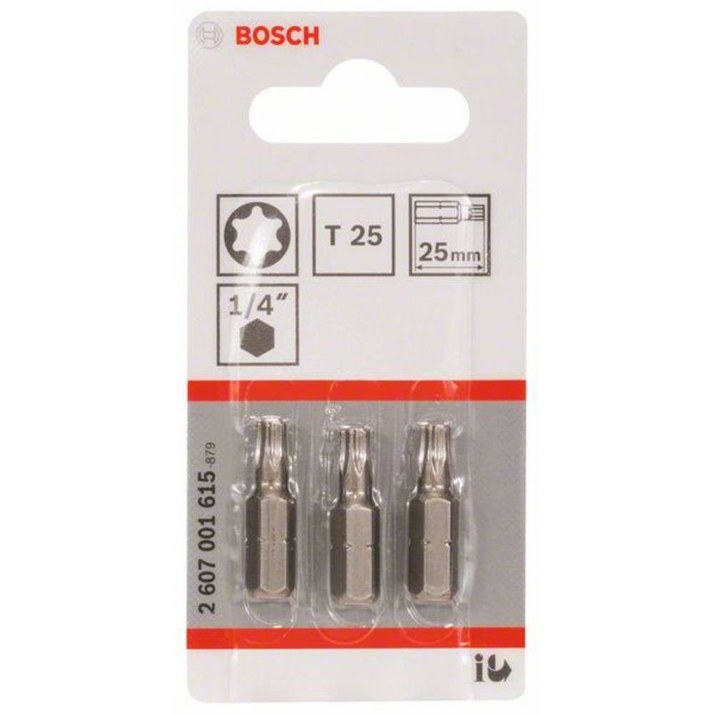 BOSCH Torx-Bit Schrauberbit Extra-Hart T25, mm, 3er-Pack 25