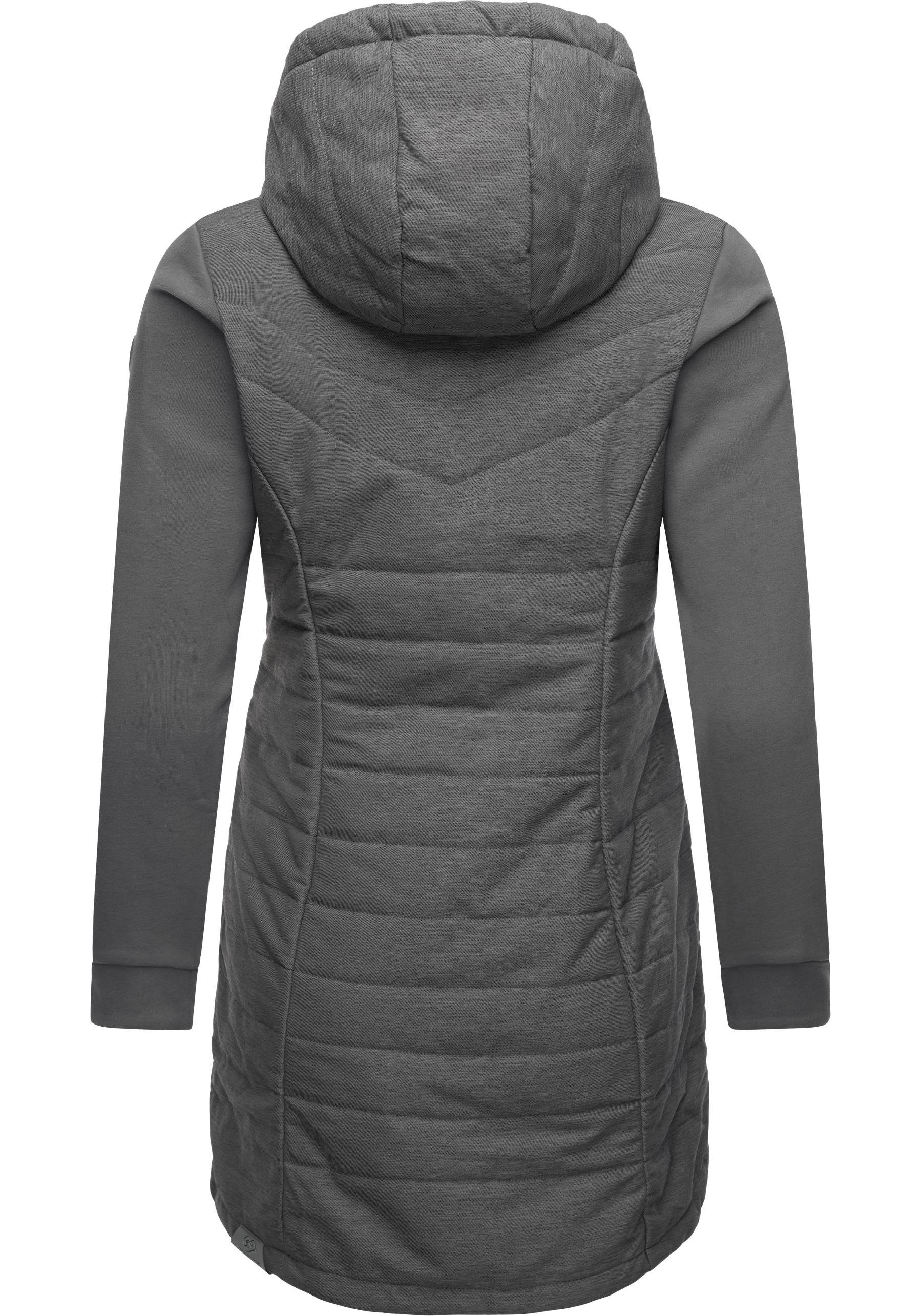 Ragwear Steppmantel Lucinda Long Mantel aus modernem Materialmix mit Kapuze