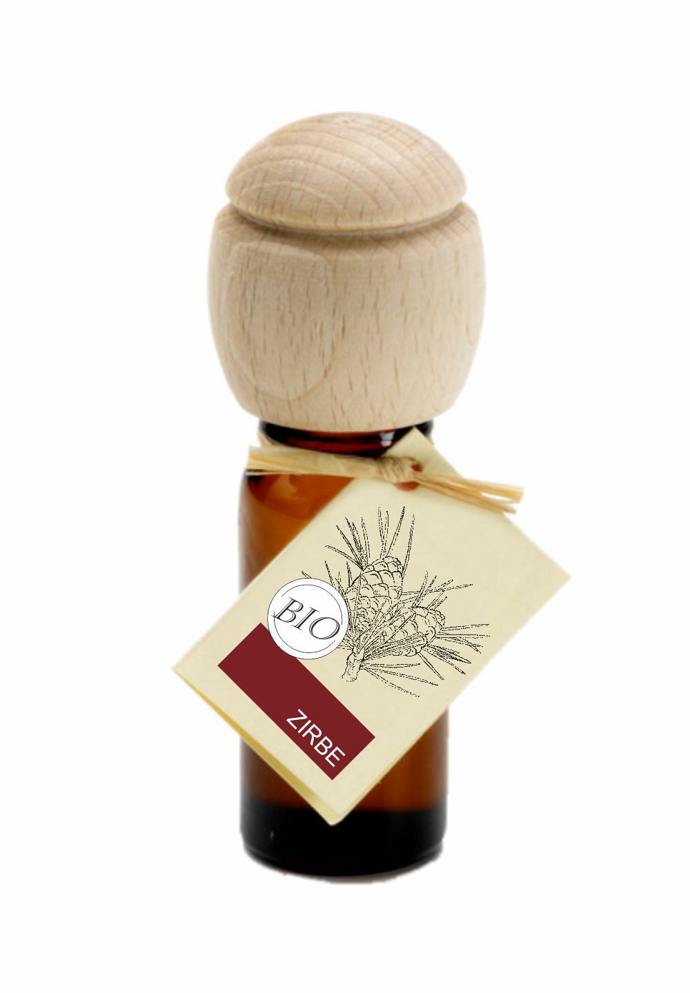 Traumduft-Manufaktur Duftöl Zirbe (1-St), Piccolino Duftöl Raumduft mit Buchenholzkopf Bioöl 10 ml