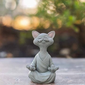 SOTOR Halstuch Dekorative Buddha-Katzen-Statue, Meditations-Yoga-Serie, Kunstharz, Diese Zen-Katzenstatue sorgt für geistige Entspannung und Ruhe.