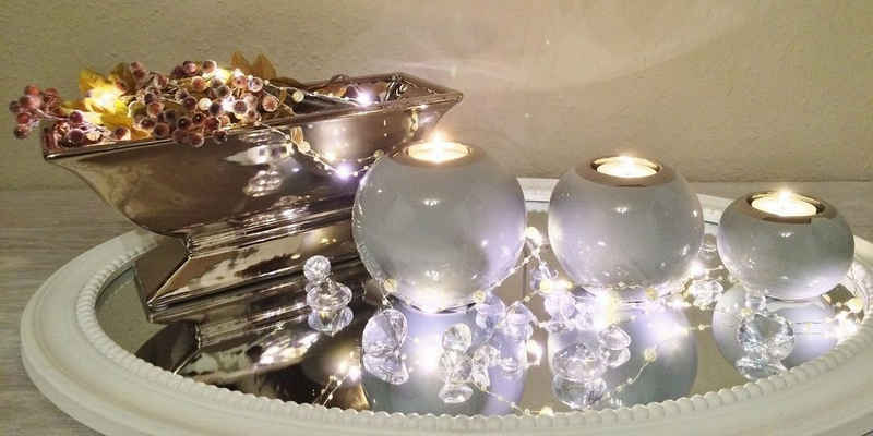 DRULINE Kerzenleuchter 3er Set Keramik Teelichthalter Kerzenhalter GRAU-S