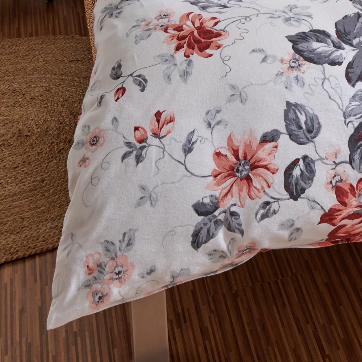 TRAUMSCHLAF Bettwäsche Blumen rot, Flanell, 3 teilig, hochwertige Flanell Qualität