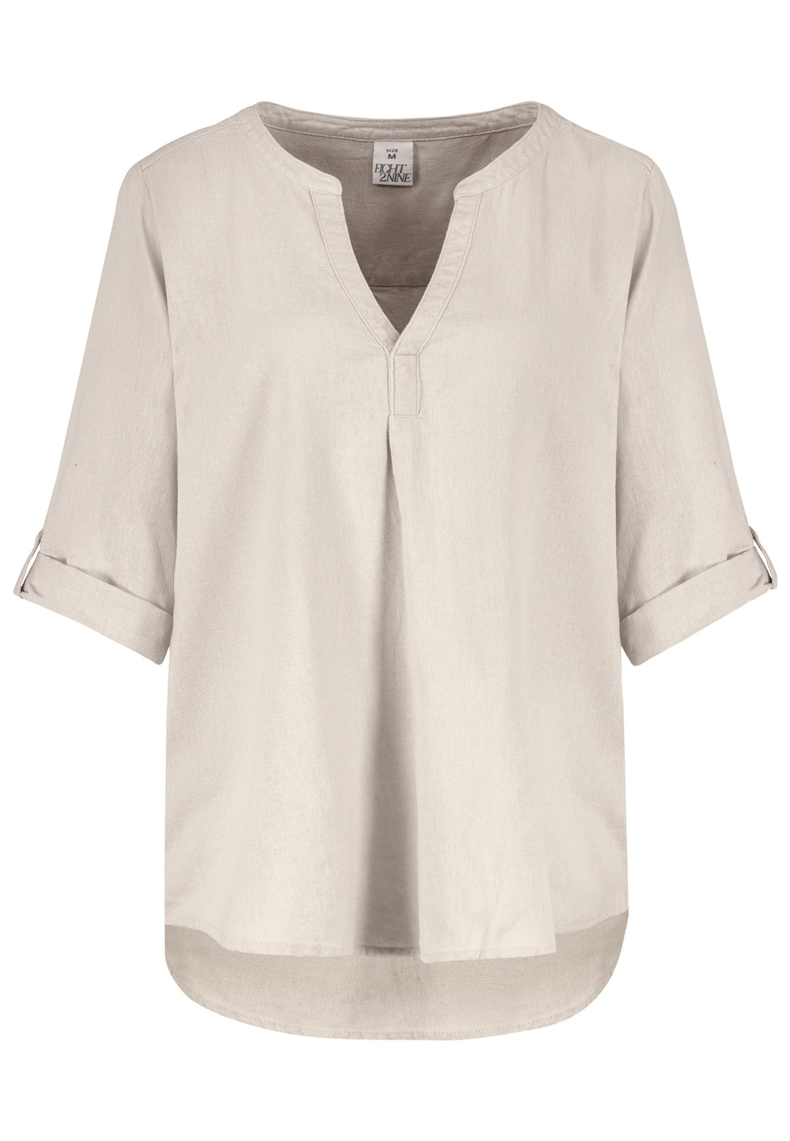 Eight2Nine Hemdbluse Eight2nine Damen Leinen Bluse atmungsaktiv Kurzarmbluse Sommer Urlaub