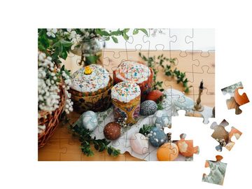 puzzleYOU Puzzle Bunter Osterkuchen und selbstbemalte Ostereier, 48 Puzzleteile, puzzleYOU-Kollektionen Festtage