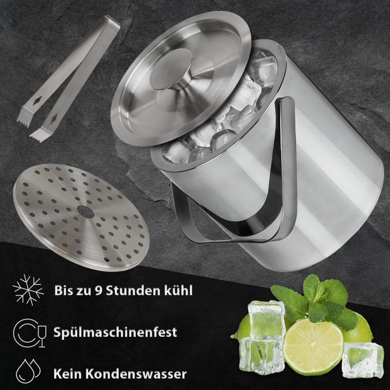 Montafox Eiswürfelbehälter Montafox Edelstahl Eiswürfelbehälter 3 Liter – Bild 5 von 5