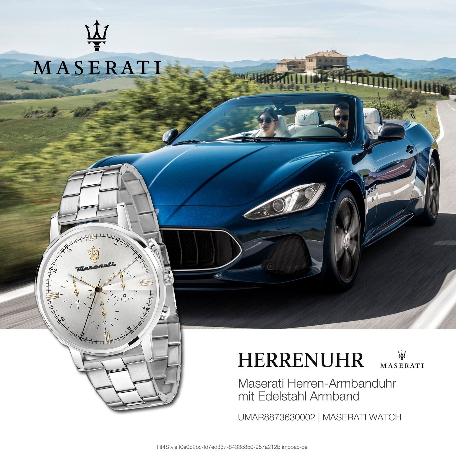 Herren, Edelstahlarmband, Made-In Multifunktionsuhr Damenuhr MASERATI Multifunktion, Maserati Damenuhr Italy 42x51,5mm) rund, (ca.