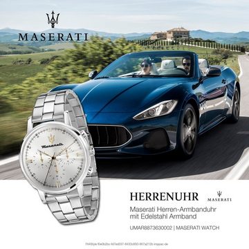 MASERATI Multifunktionsuhr Maserati Damenuhr Multifunktion, Herren, Damenuhr rund, (ca. 42x51,5mm) Edelstahlarmband, Made-In Italy