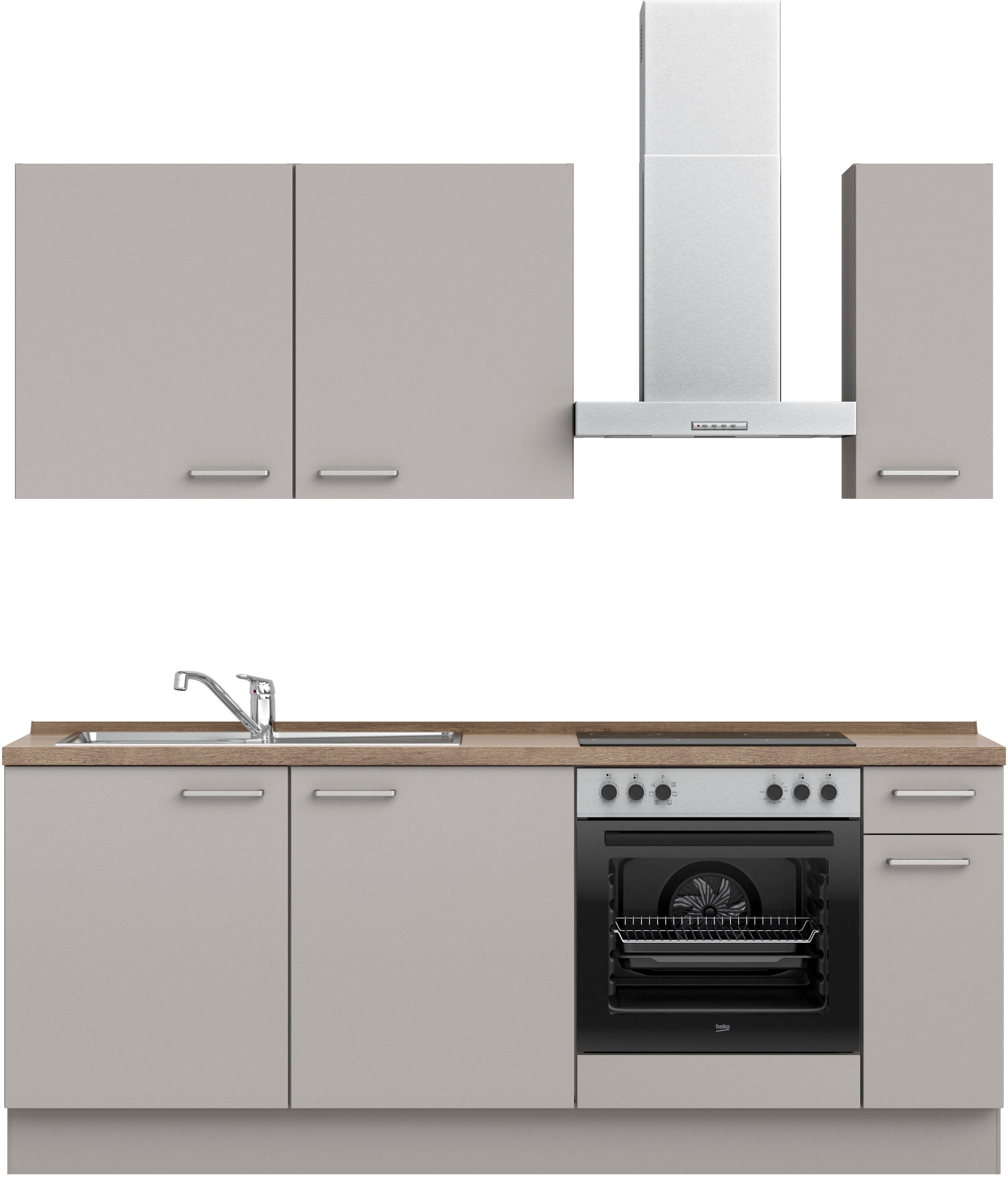 nobilia® Küchenzeile "Touch basic", vormontiert, Ausrichtung wählbar, Breite 210 cm, ohne E-Geräte