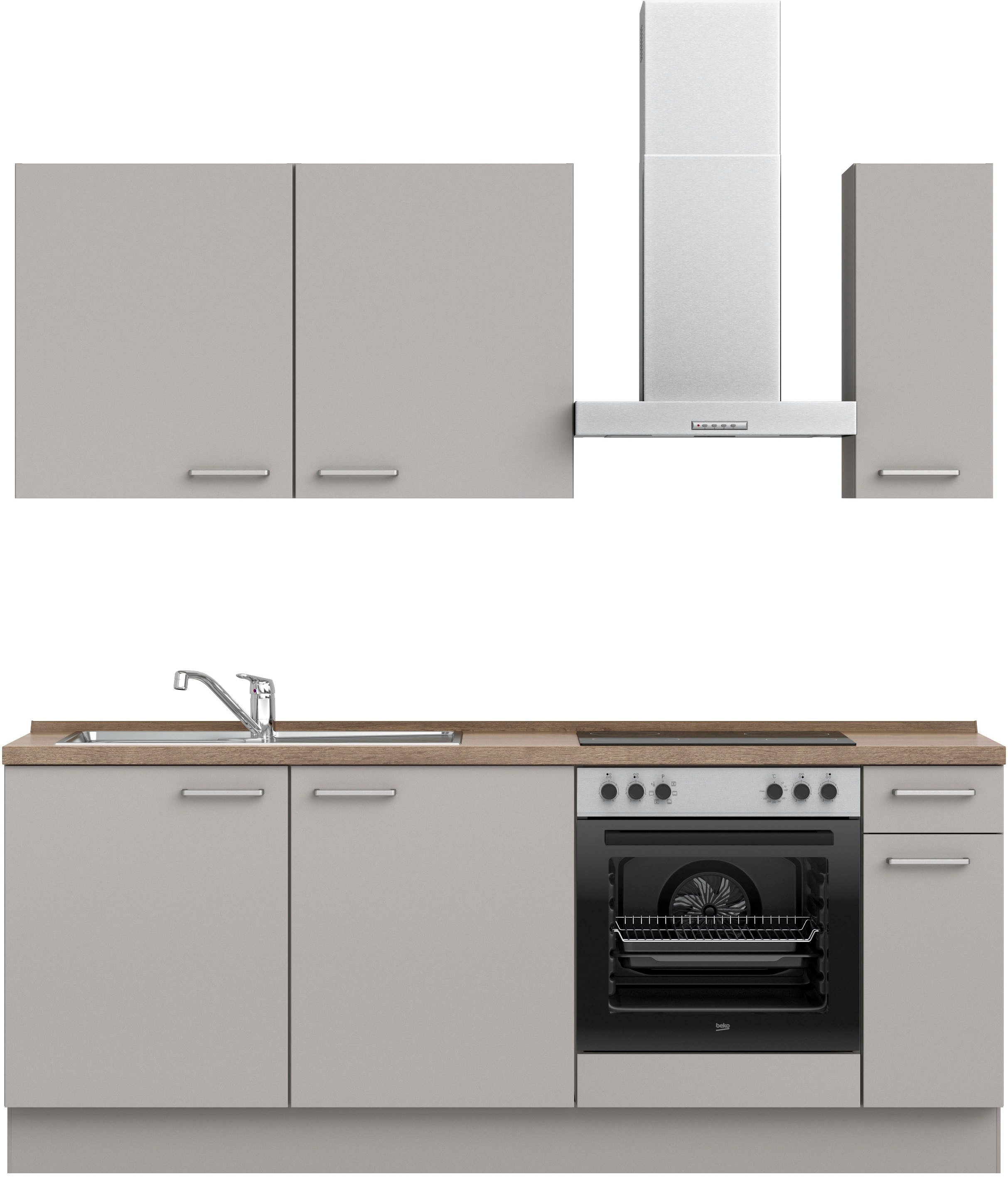 nobilia® Küchenzeile "Touch I", NEU: individuell anpassbar mit gratis Profi-Beratung, vormontiert, Breite 210 cm, Ausrichtung wählbar, wahlw. mit E-Geräten