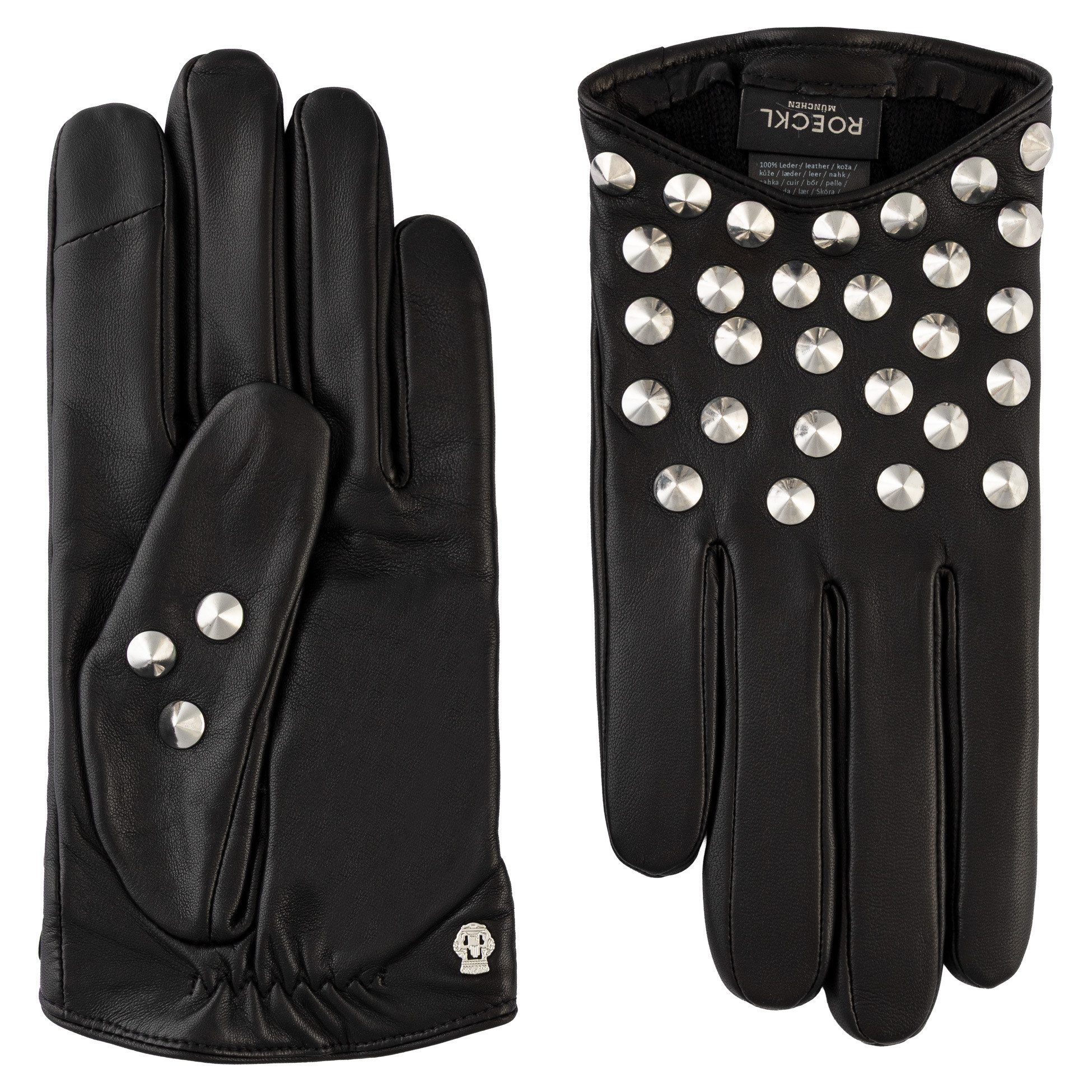 Roeckl Lederhandschuhe BACKSTAGE Lederhandschuhe V-Ausschnitt & dekorativen Metallnieten
