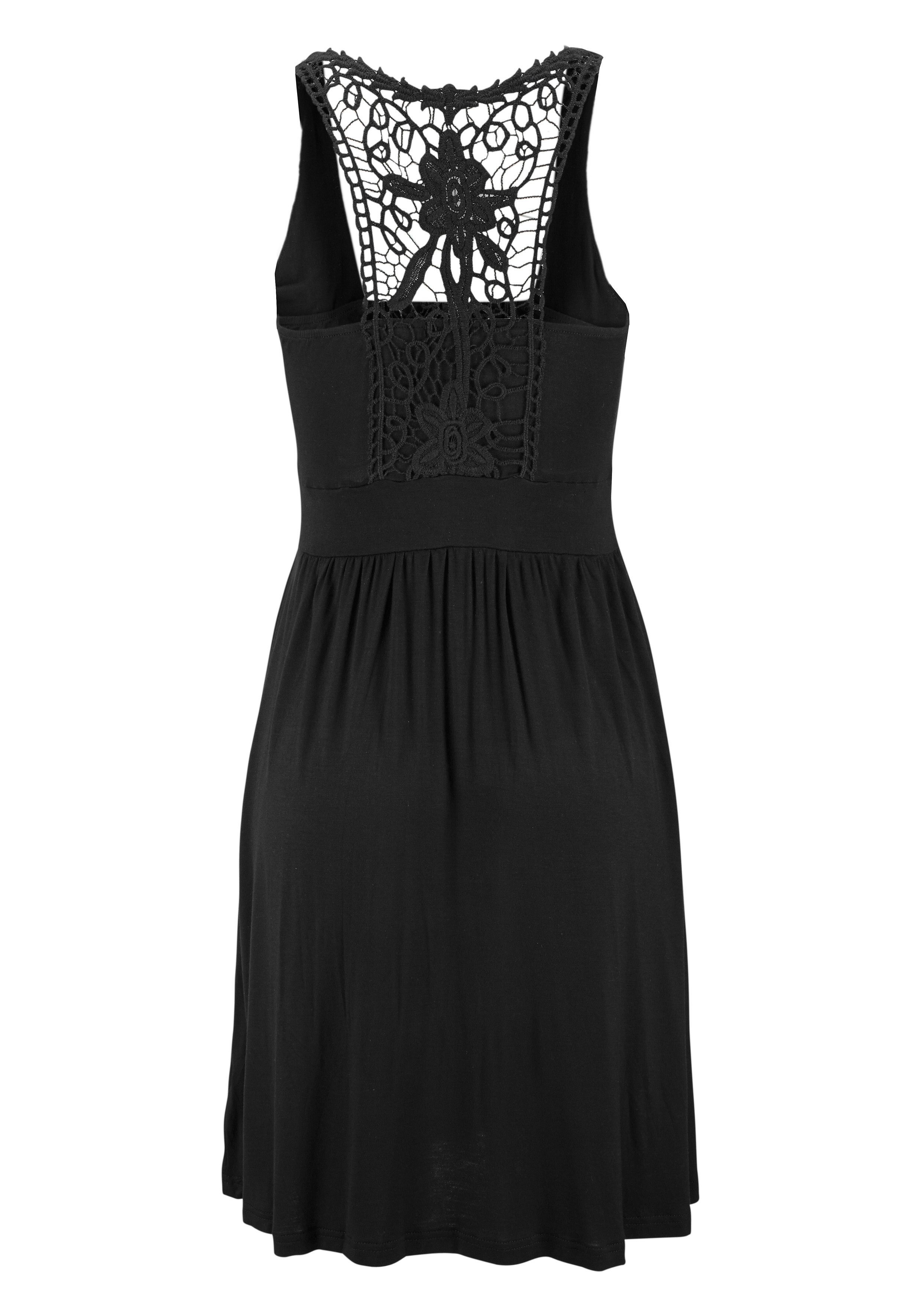 LASCANA Strandkleid mit Spitzenrücken, elastisches Sommerkleid, Spitzenkleid