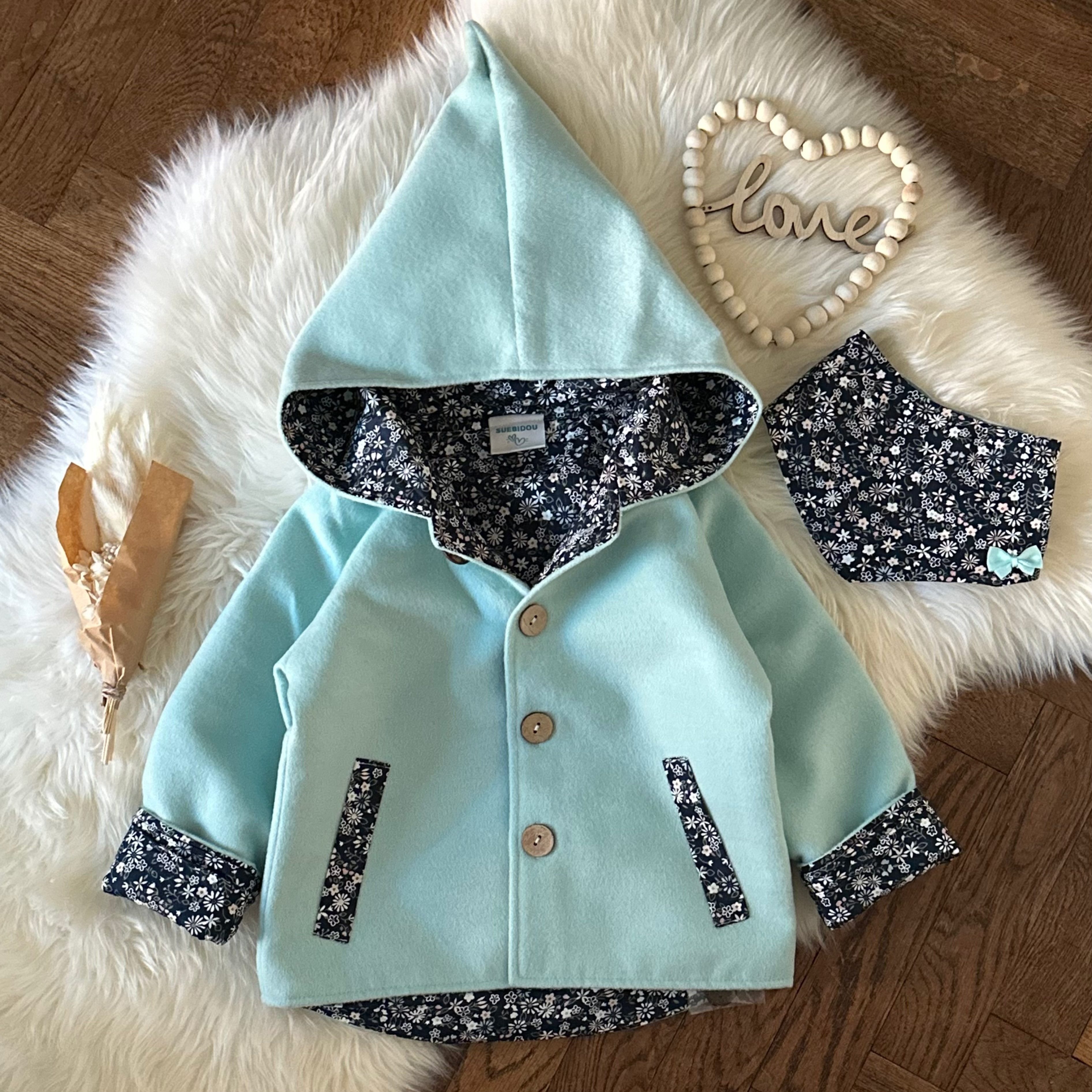suebidou Kapuzenfleecejacke Fleece Jacke für Kinder mit Wollanteil und Inlay aus Baumwolle nachhaltig, kreativ