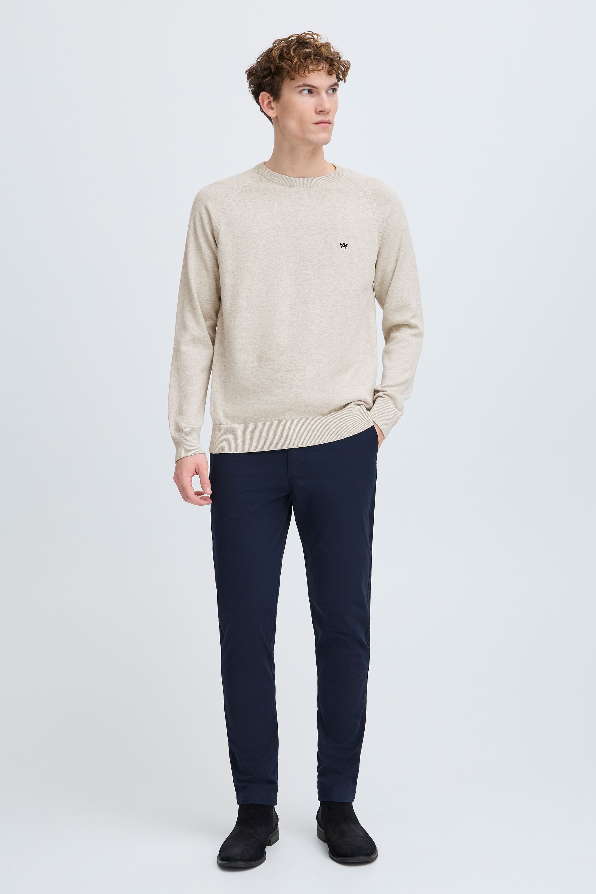 Kronstadt Strickpullover KSEmil Basic Crewneck mit Stickerei