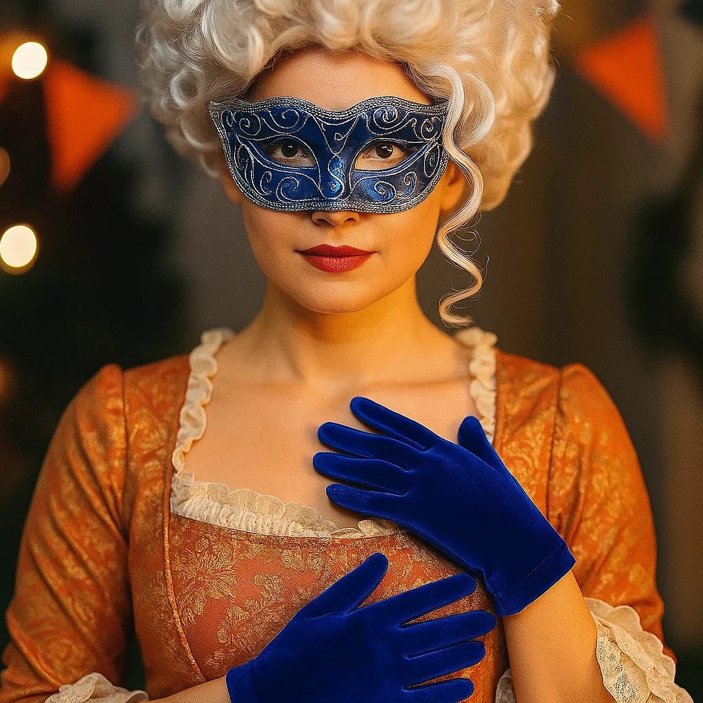 Fries Abendhandschuhe Kurze Satin Handschuhe blau-Elegante Kostümhandschuhe für Damen Glanzvoller Auftritt mit edlem Blau