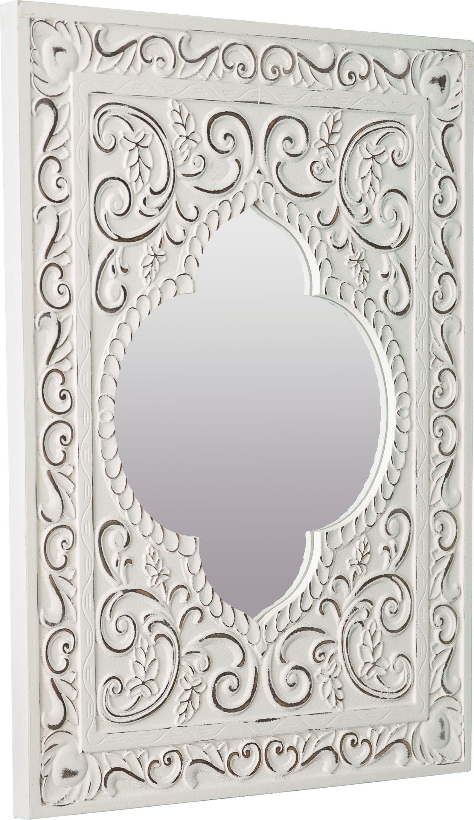 my Flair Dekospiegel Felicitas (1-St), Wandspiegel, weiß, Landhaus, rechteckig, Orient Optik