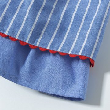 suebidou Midirock eleganter Baumwollrock für Mädchen gestreift ausgestellt blau gestreift