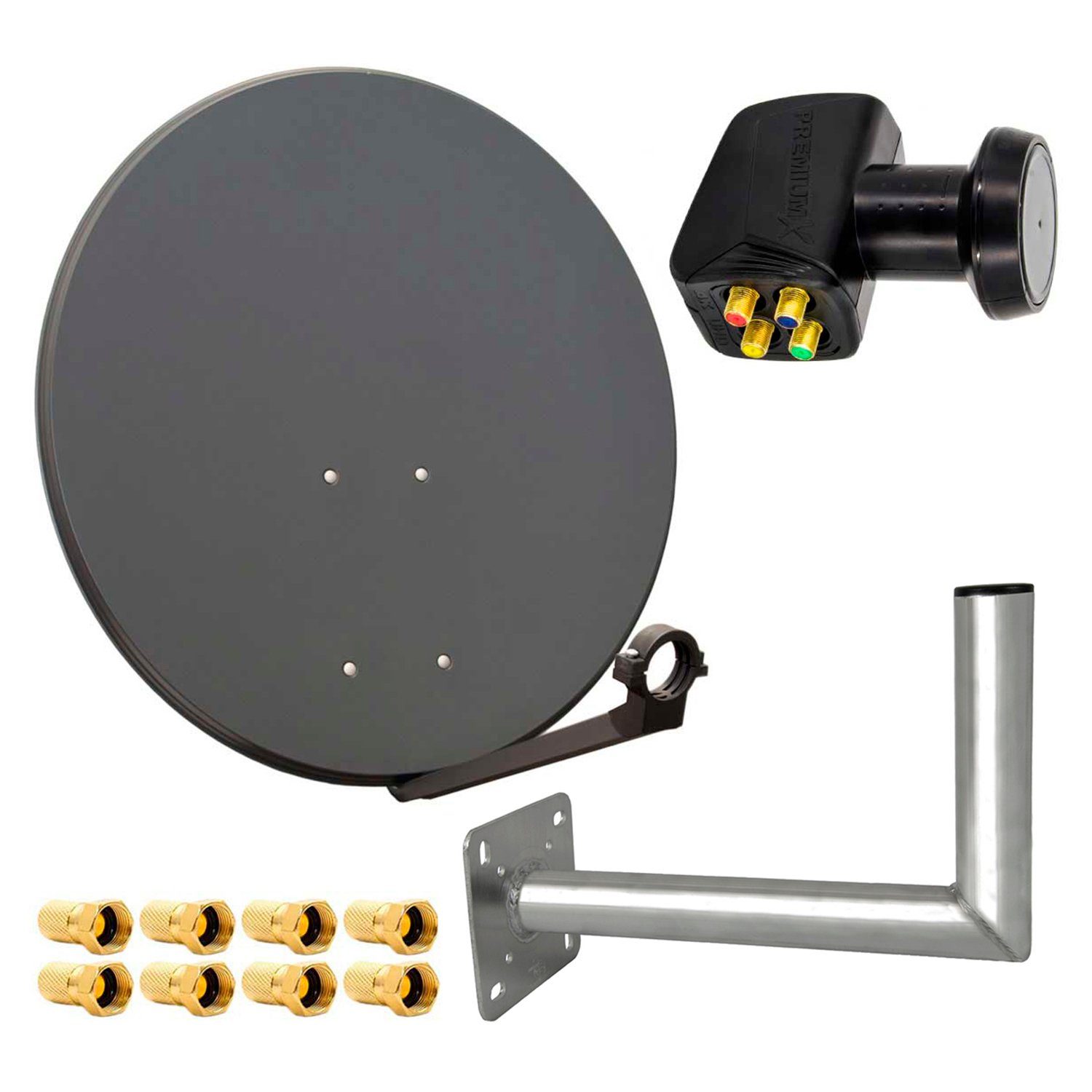PremiumX »SatellitenKomplettanlage 80cm Satellitenschüssel Anthrazit