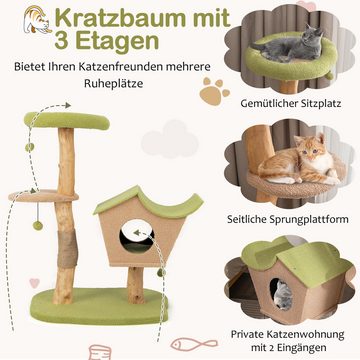 KOMFOTTEU Kratzbaum, 110 cm hoher Katzenturm mit Jutepfosten