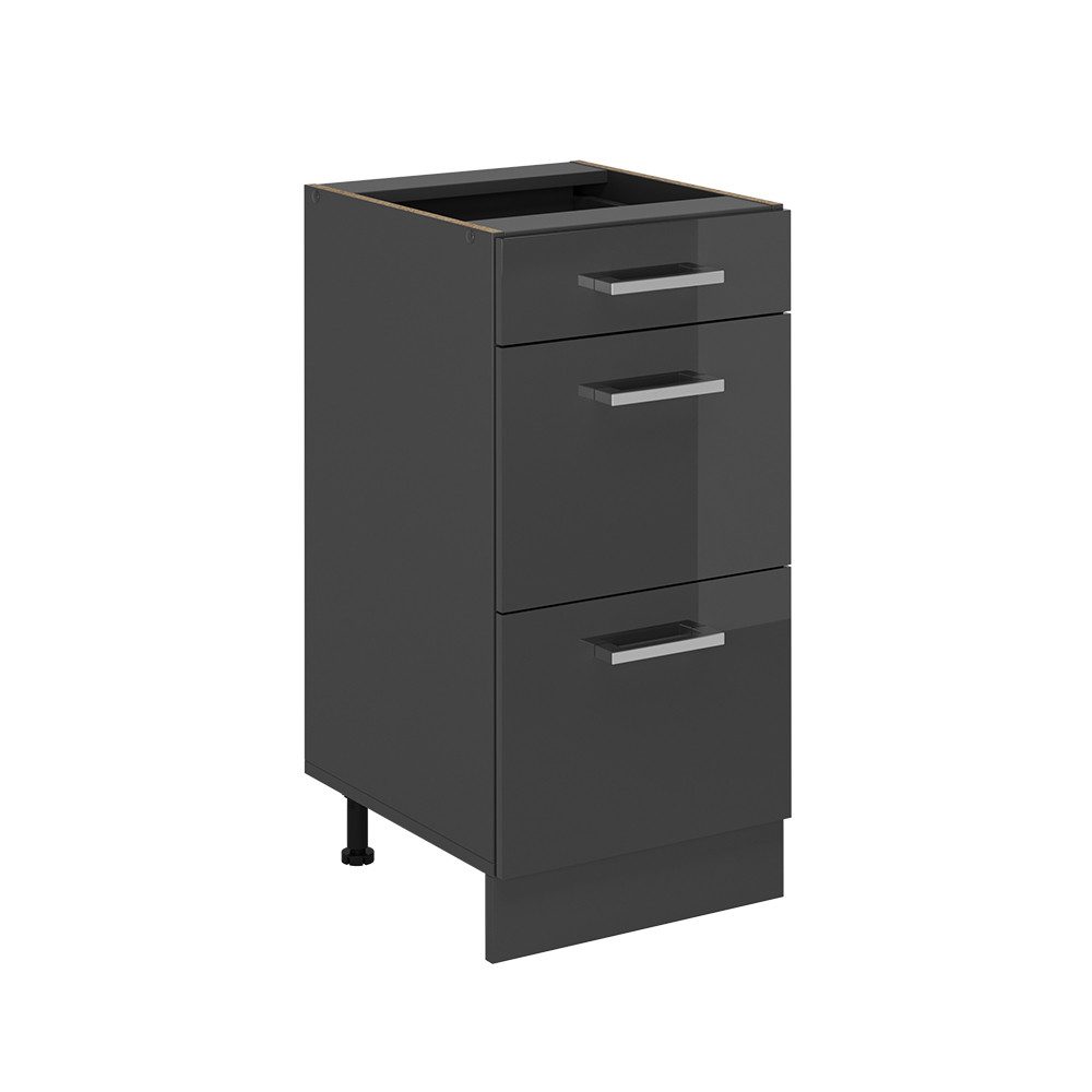 Vicco Unterschrank R-Line, Anthrazit Hochglanz/Anthrazit, 40 cm mit Schubladen, ohne A... (1-St)