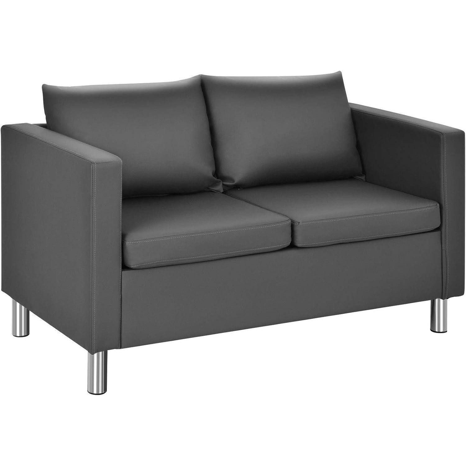 LuxusKollektion 2-Sitzer 2-Sitzer Sofa Kunstleder Metallbeine Holzrahmen