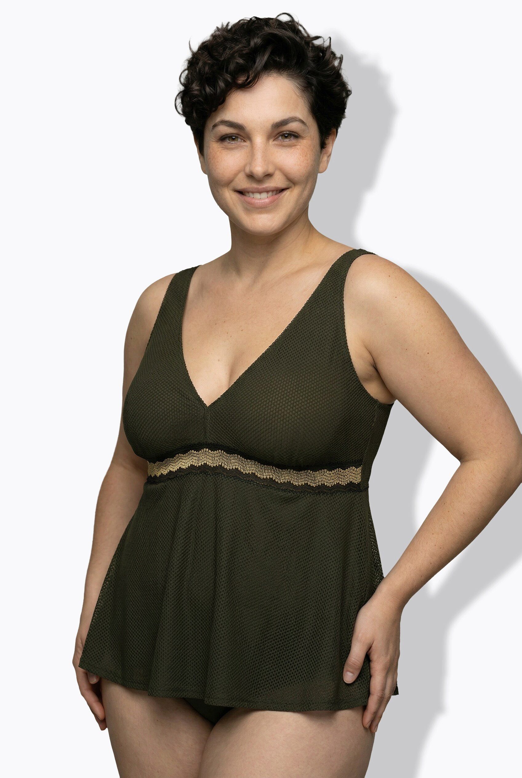 Ulla Popken Tankini Tankini Zierband Softcups Träger verstellbar