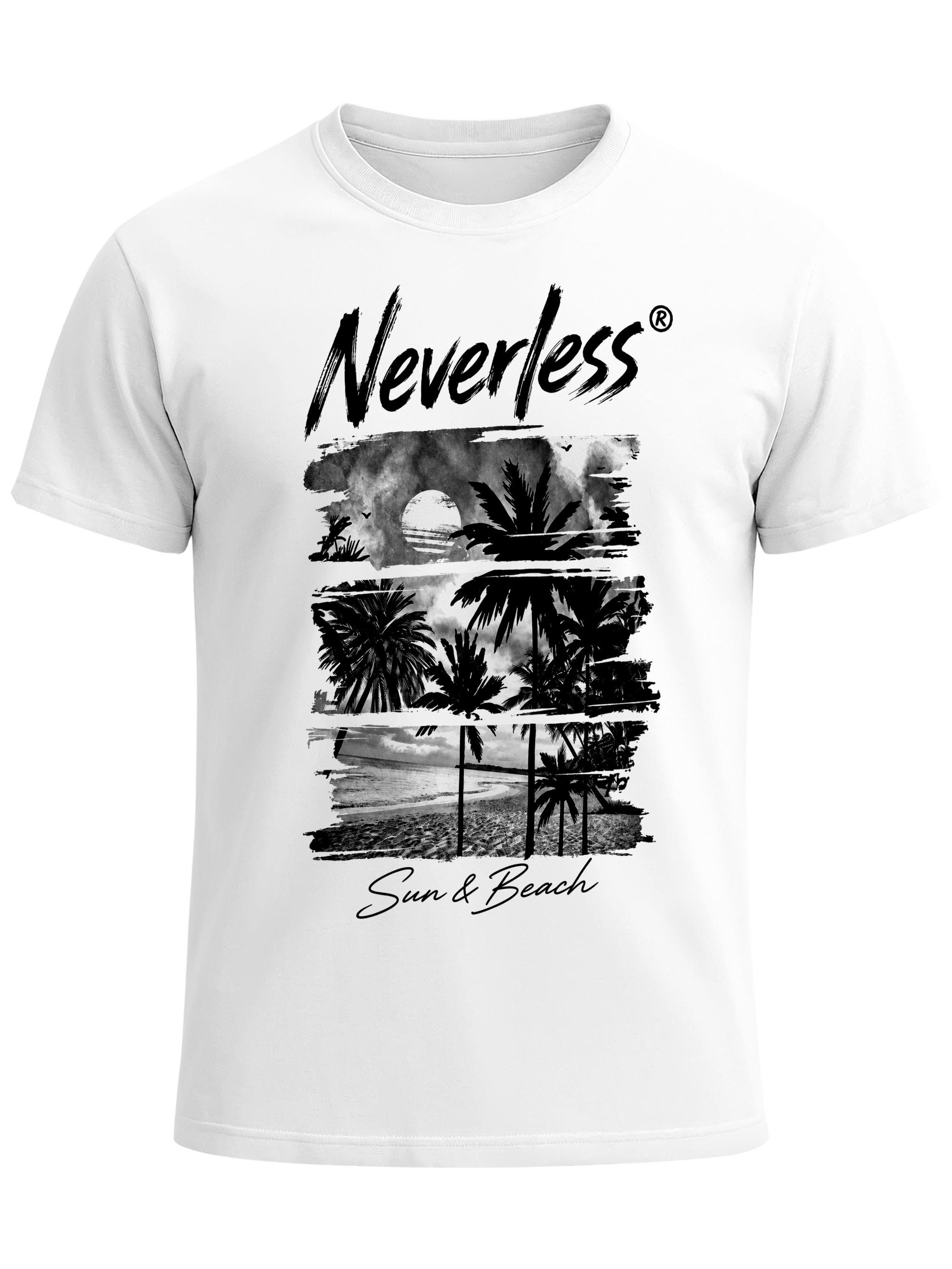 Neverless Print-Shirt Herren T-Shirt Frontprint - Sun & Beach - Baumwollshirt Männer mit Print