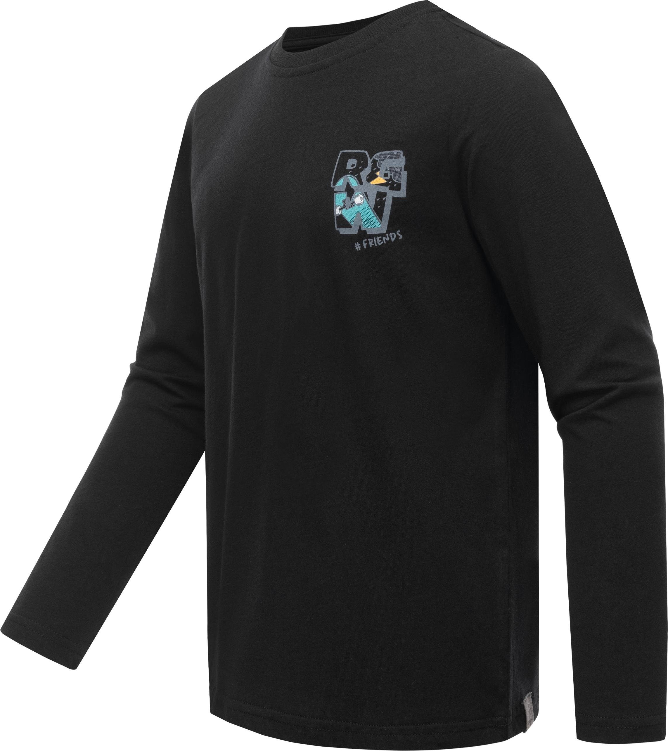 Ragwear Sweatshirt Gurgi schwarz mit Jungen Print Leichtes Logodruck Langarmshirt